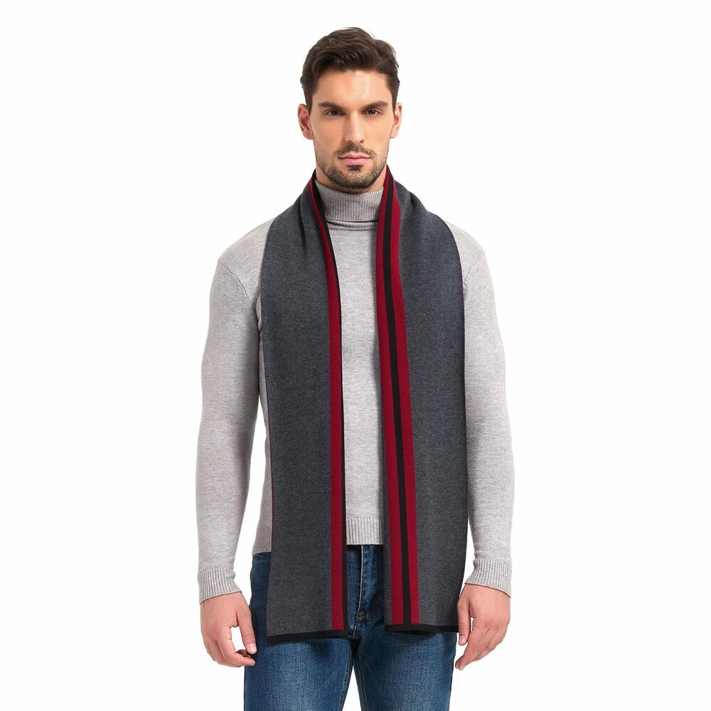 1747 Winter Cashmere Scarf Wool Soft Warm Knitted Casual Scarves GreyRed
